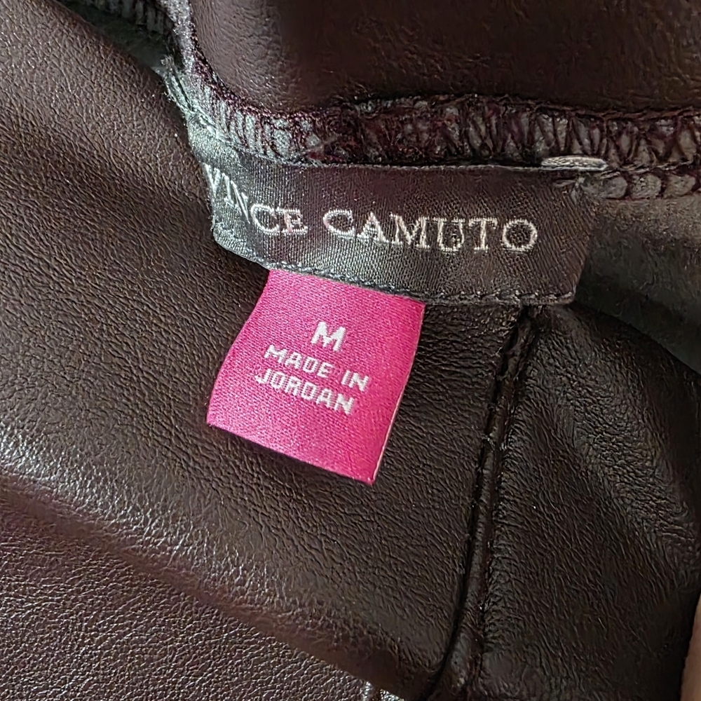 Vince Camuto Maroon Port Faux Leather Leggings Pants New Sz Medium - Picture 3 of 5